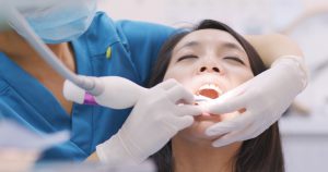 Woman receiving dental work 